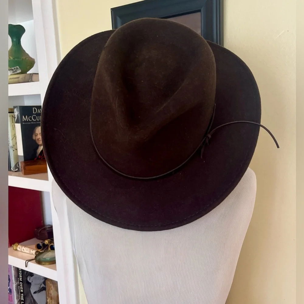 Vintage Woolrich Hat Brown Felted Wool Western Style Leather Hat Strap Fedora - Picture 2 of 8